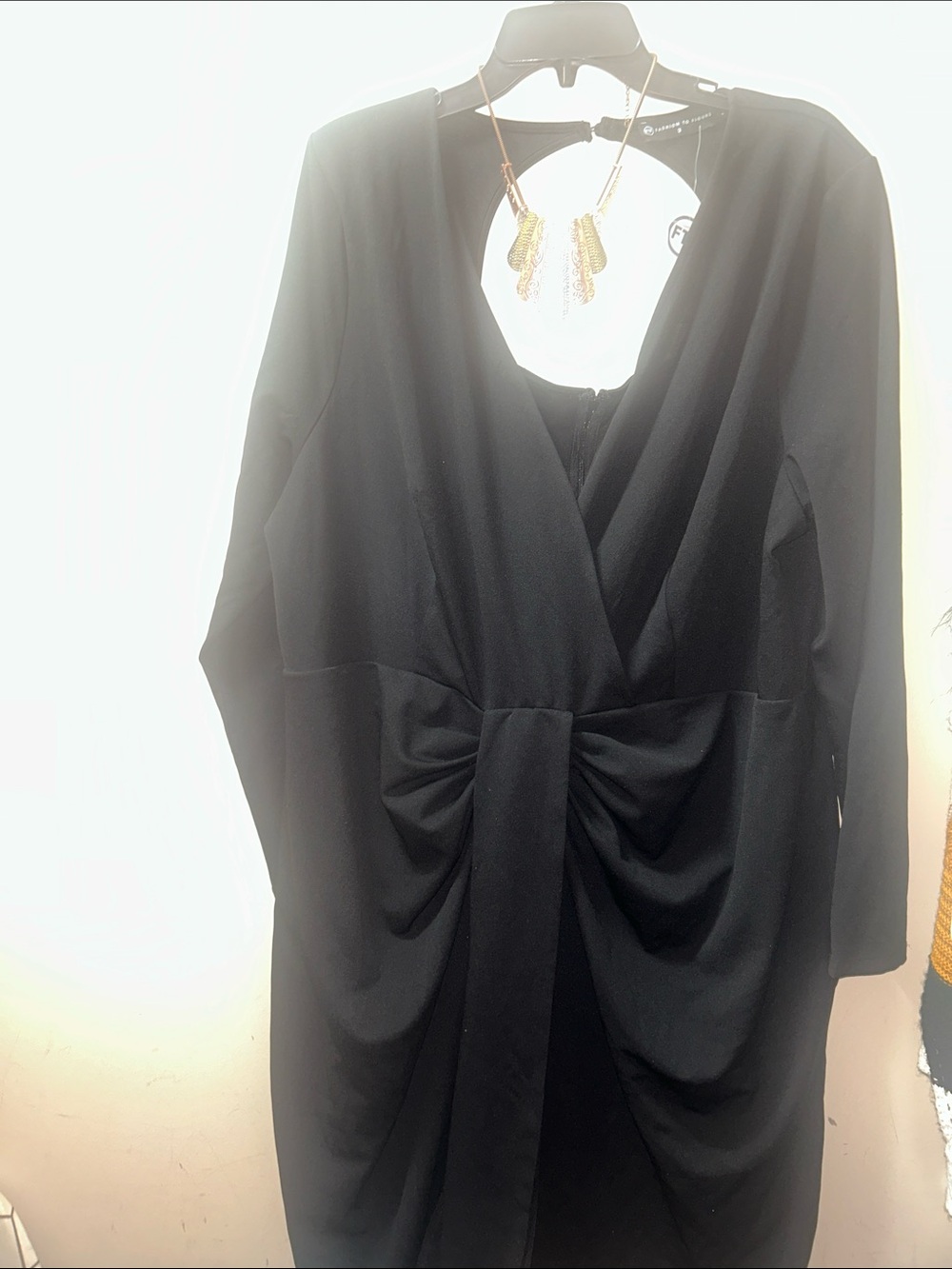 FTF NWT black Draped Knot-Front Women's Dress size 3X - Picture 5 of 6